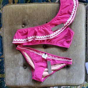 J Crew NWT One-shoulder bikini with rickrack
